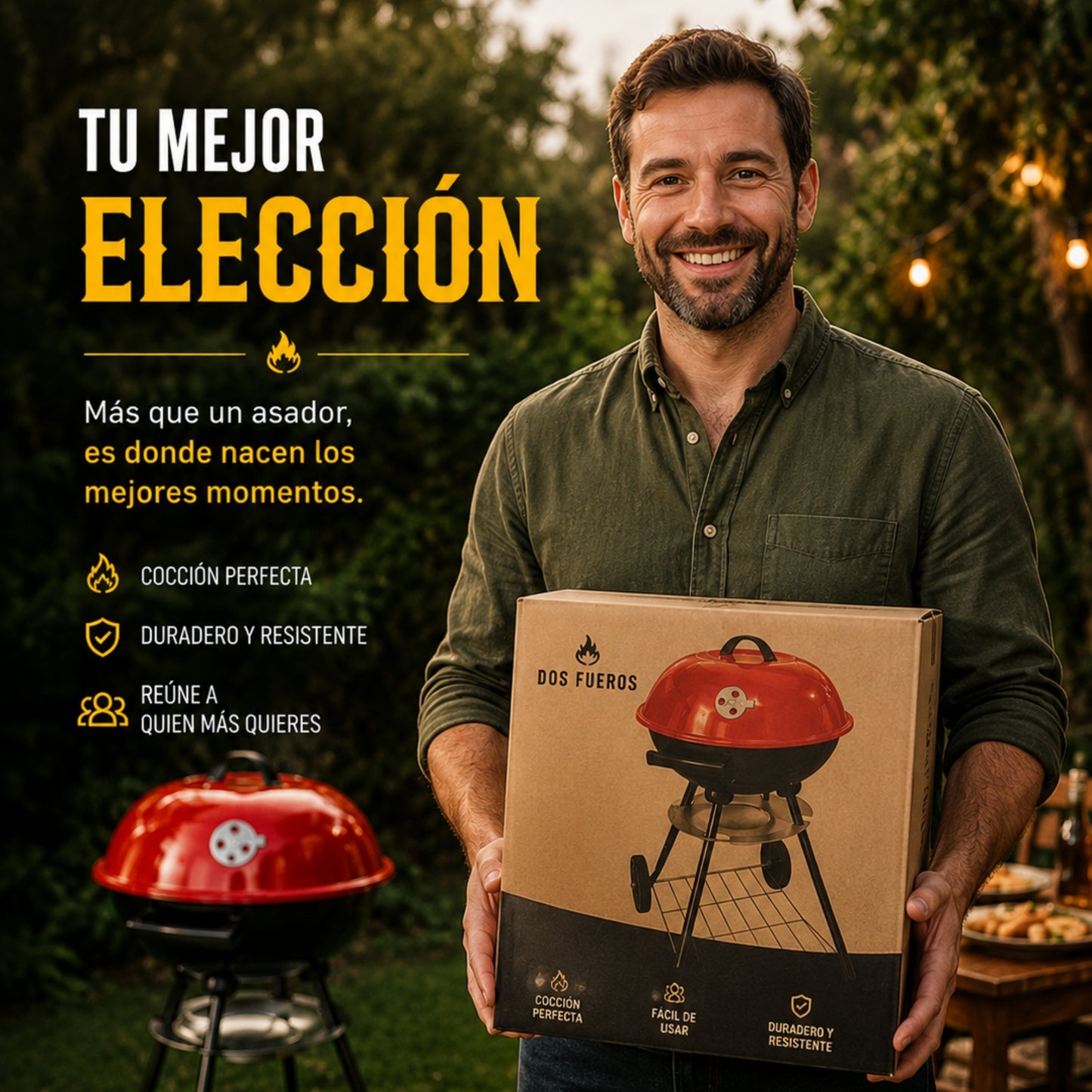 Asador De Carbon Circular Con Ruedas Portatil