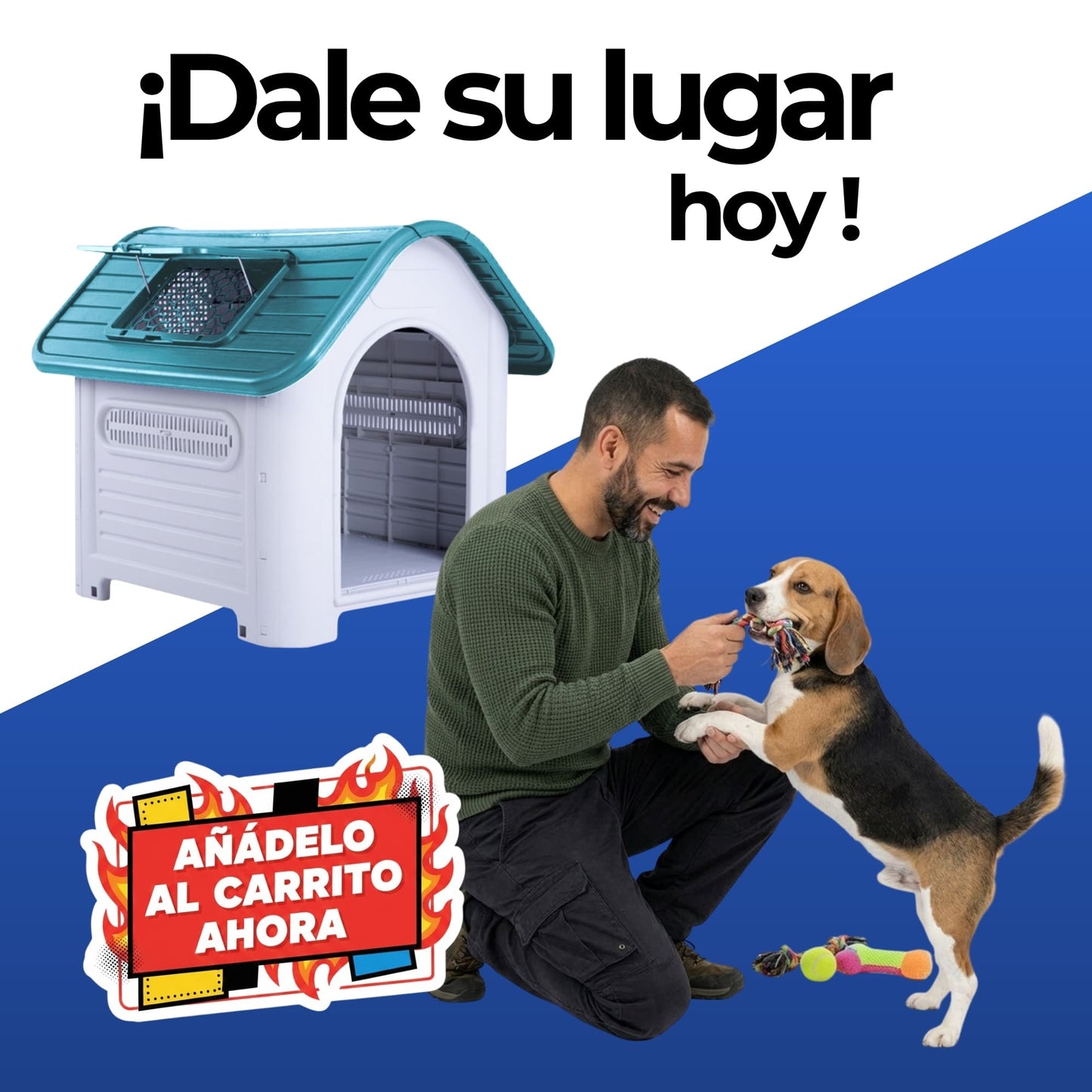 Casa para Perro de Plastico Con Puerta Ecomlab Raza Mediana