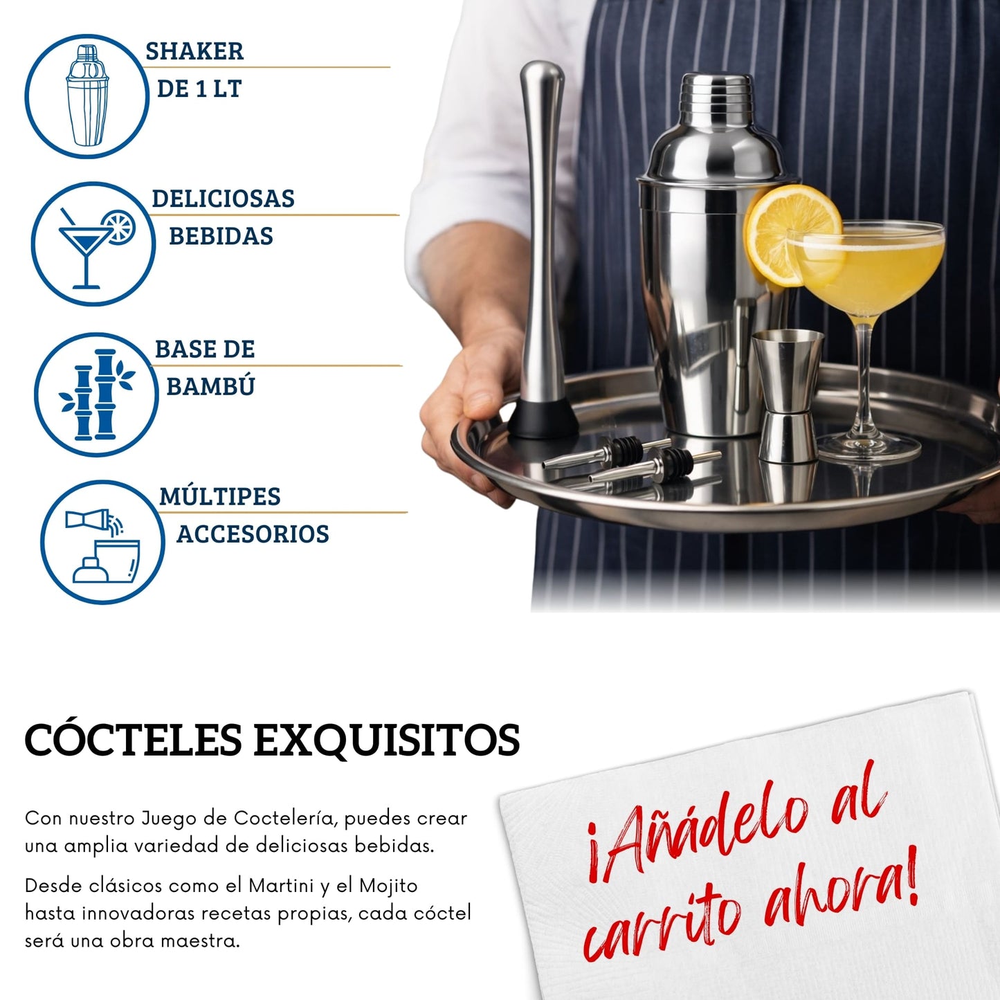 Coctelera Shaker 750ml Ecomlab Kit Bartender