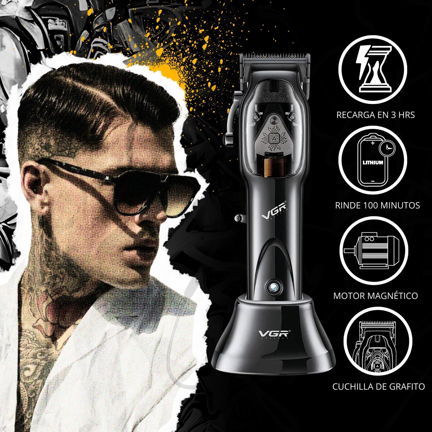 Maquina Para Cortar Cabello Pelo Combo Vgr Clipper Trimmer