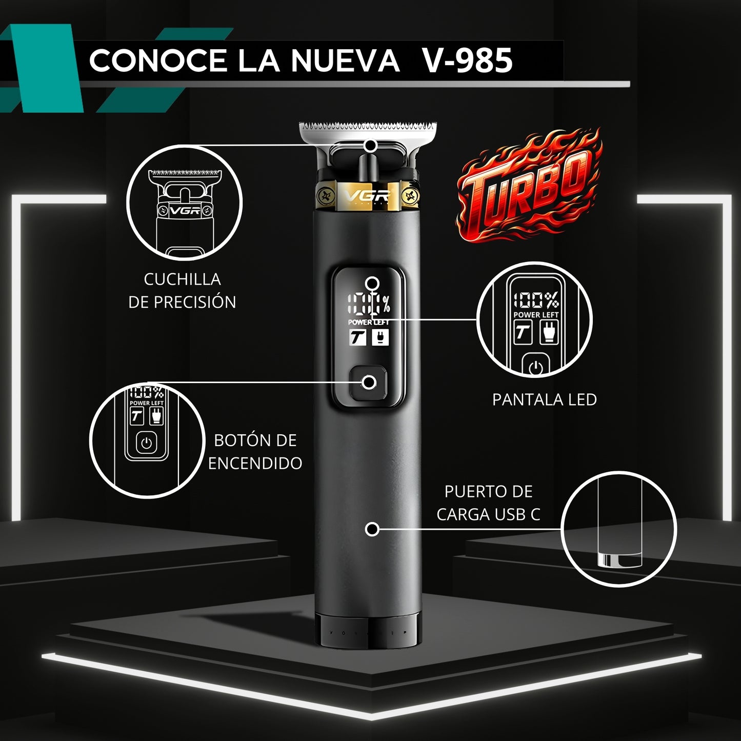 Maquina Para Cortar Cabello Pelo Combo Vgr Clipper Trimmer