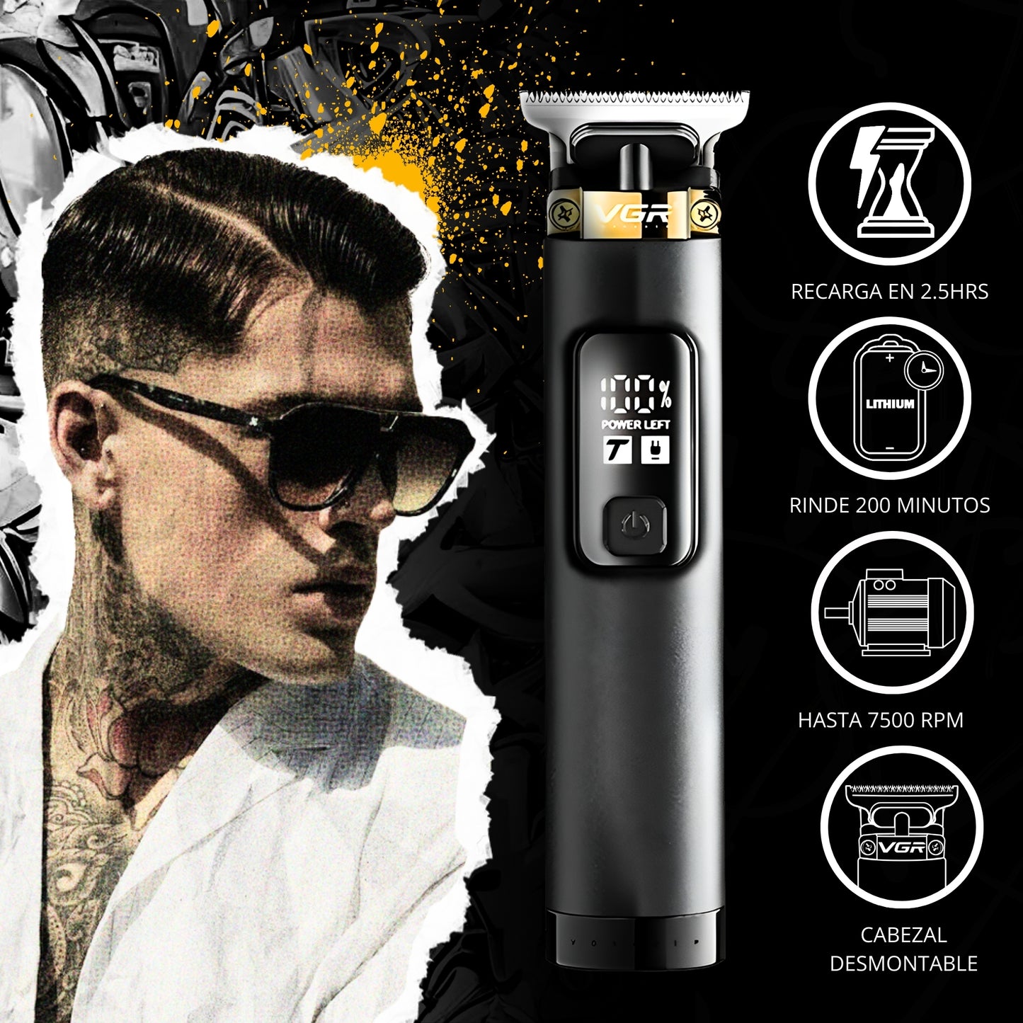 Maquina Para Cortar Cabello Pelo Combo Vgr Clipper Trimmer