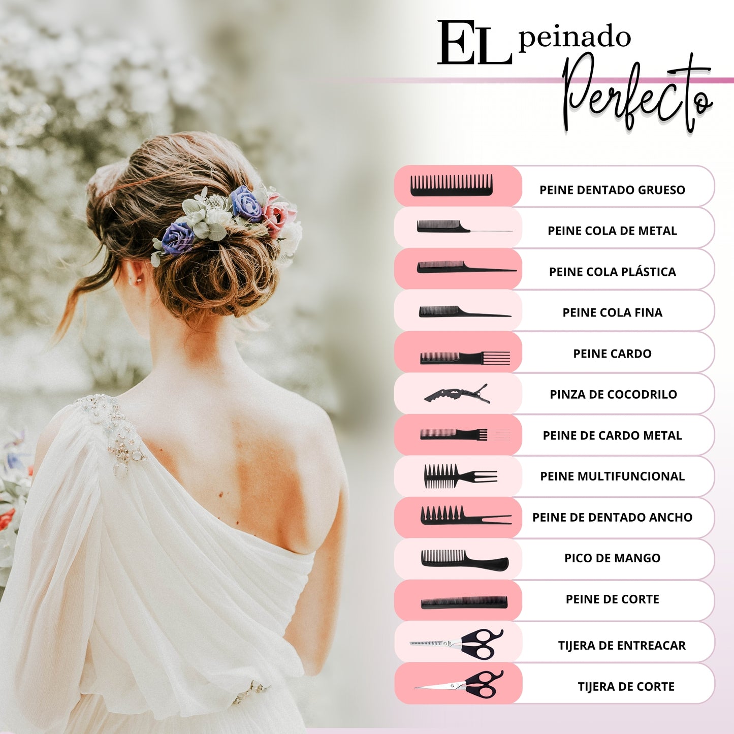 Peines Barberia Flat Top Kit Ecomlab Profesional Con Tijeras