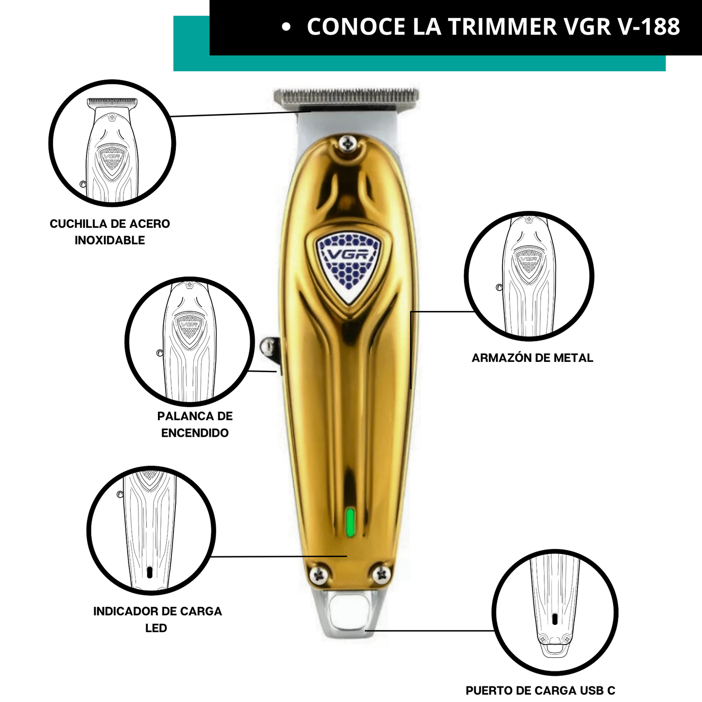CUCHILLA NAVAJA AFEITAR VGR V-188 REPUESTO TRIMMER BARBERO