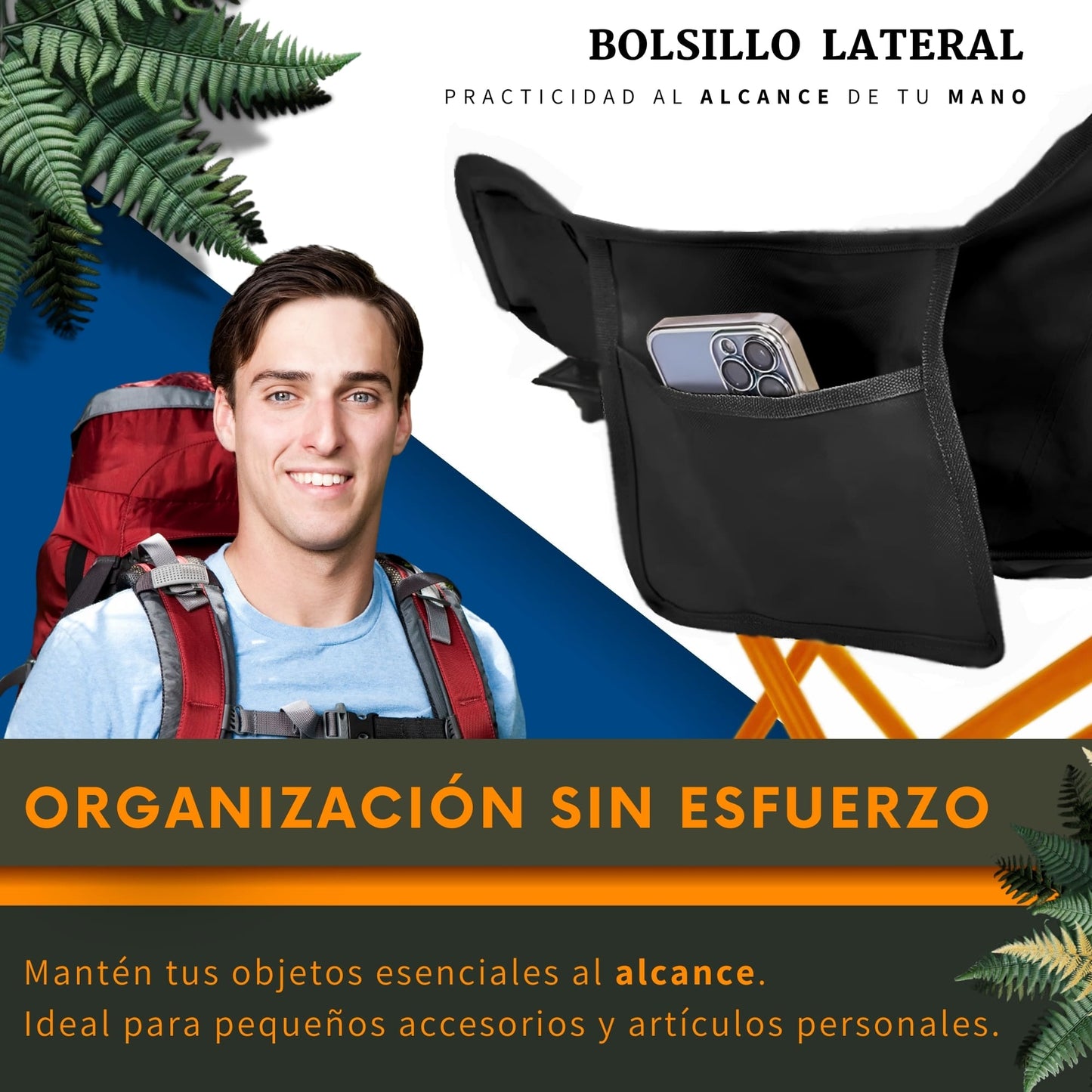 Silla Camping Plegable Ecomlab Portatil Para Exterior e Interior Ideal Playa, Picnic Extra-Cómoda GRATIS Bolsa Transportadora