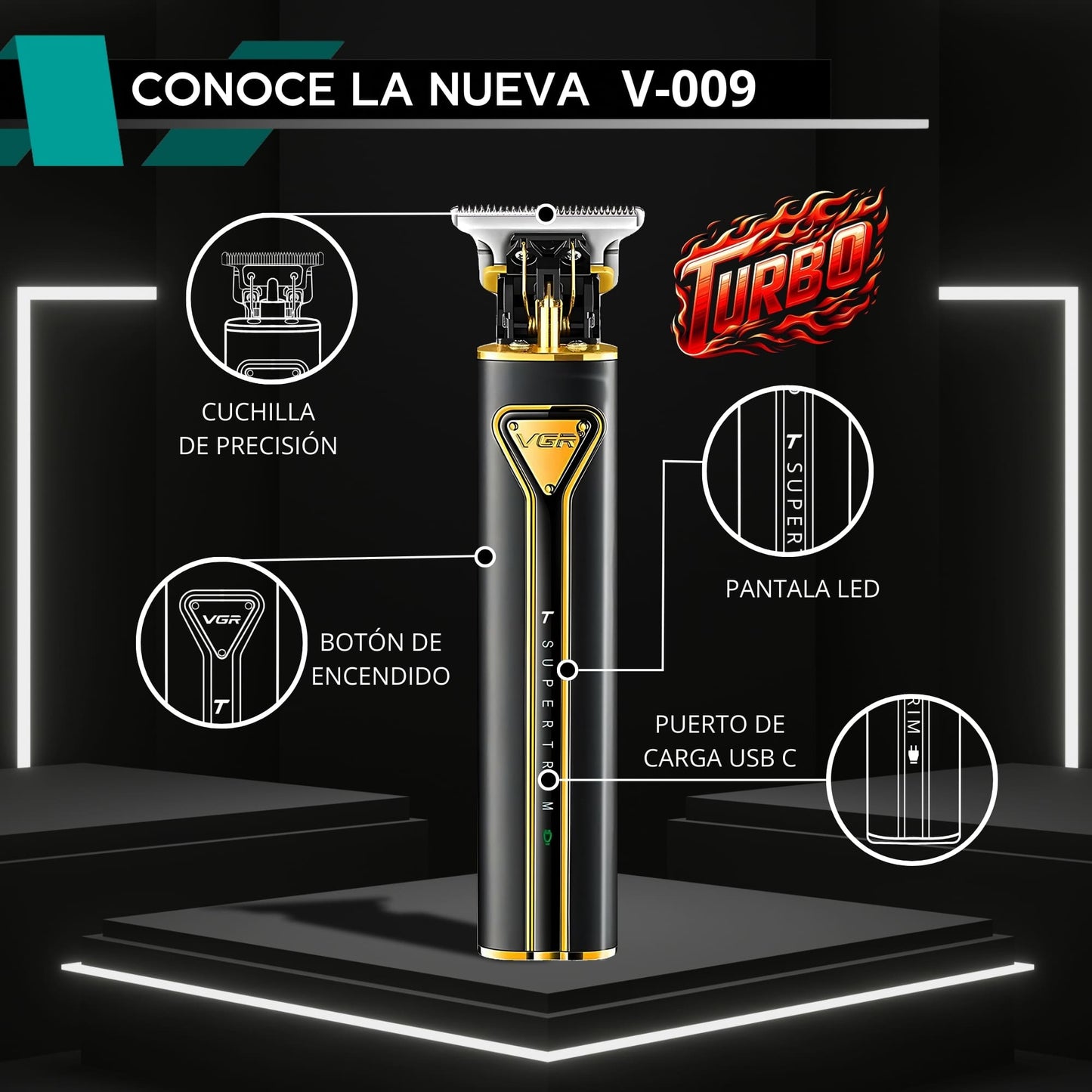 Maquina Para Cortar Cabello VGR V-009 Trimmer Perfiladora