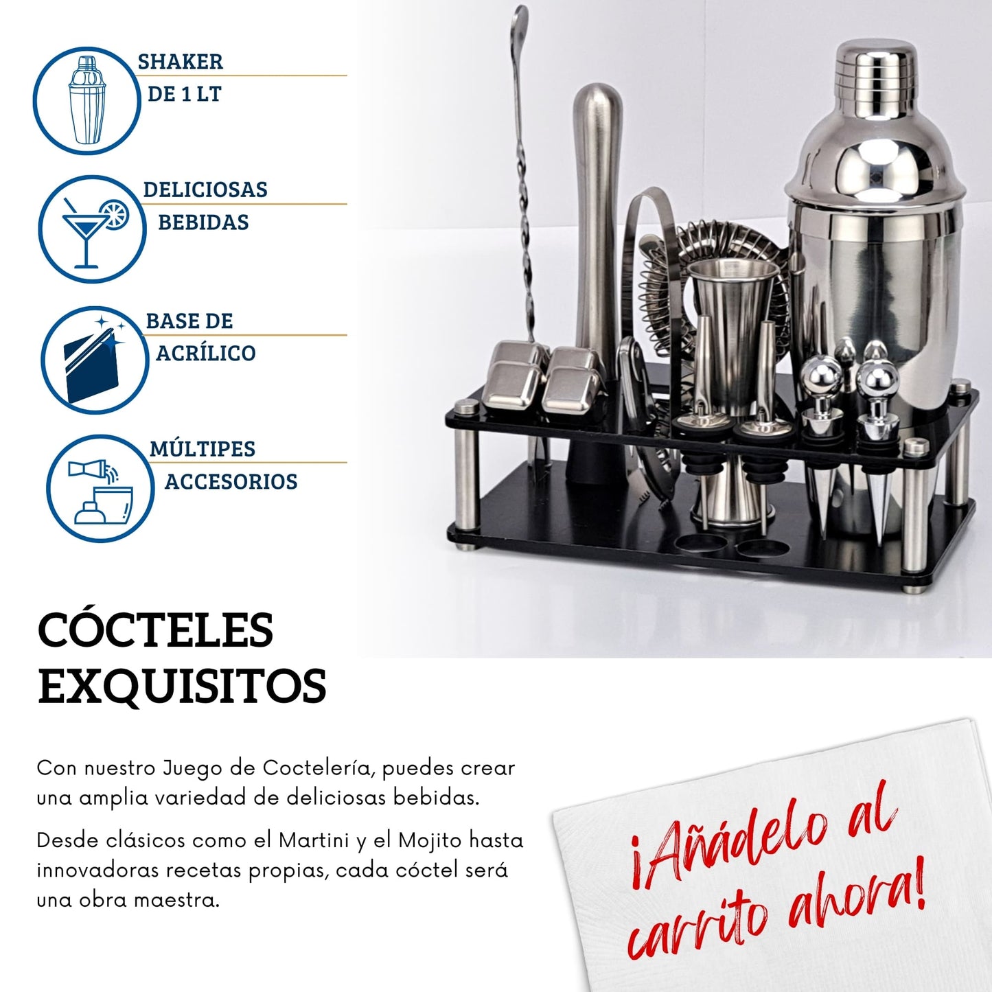 Coctelera Shaker Coctelera Ecomlab Kit Mixología Bartender