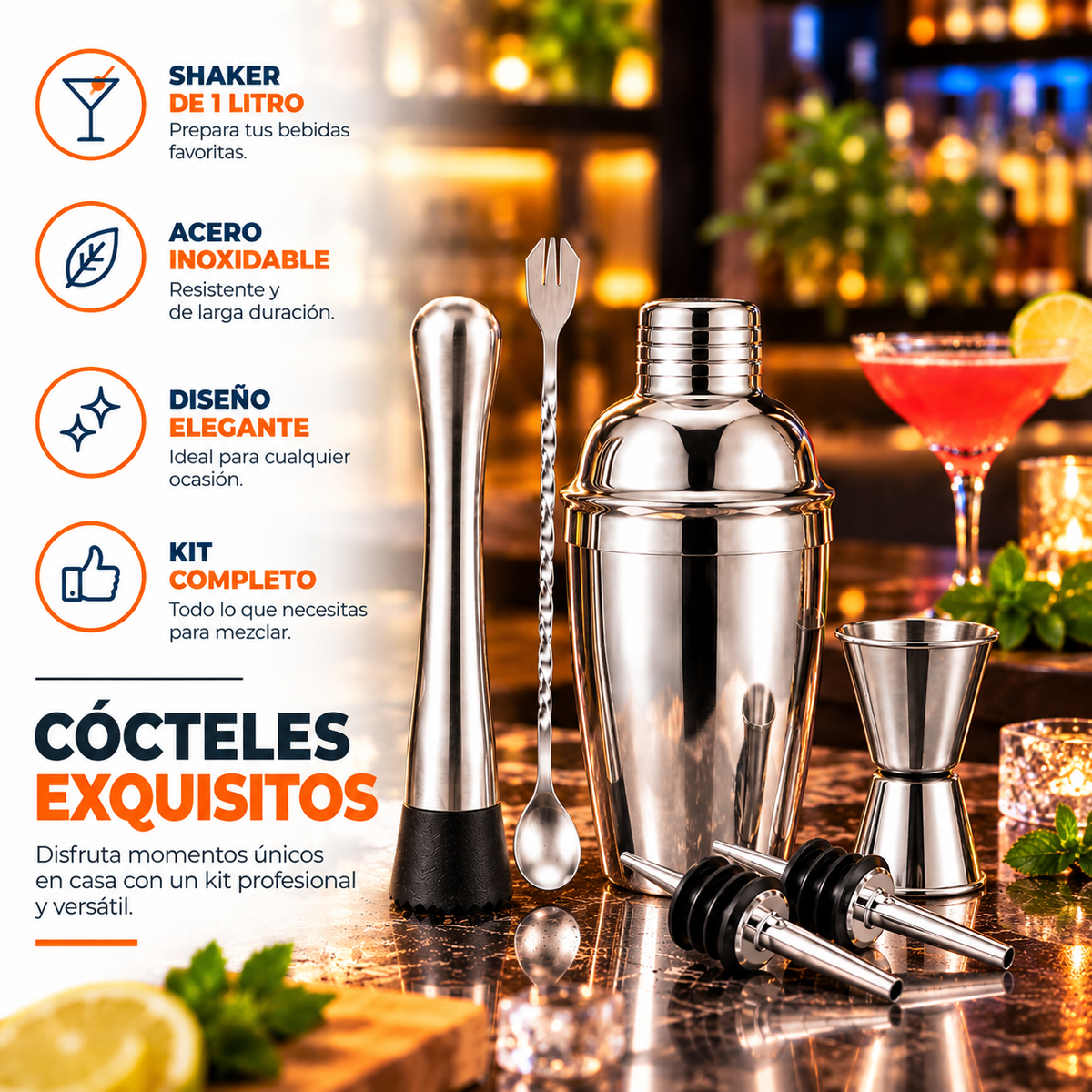 Coctelera Shaker 750ml Ecomlab Kit Bartender