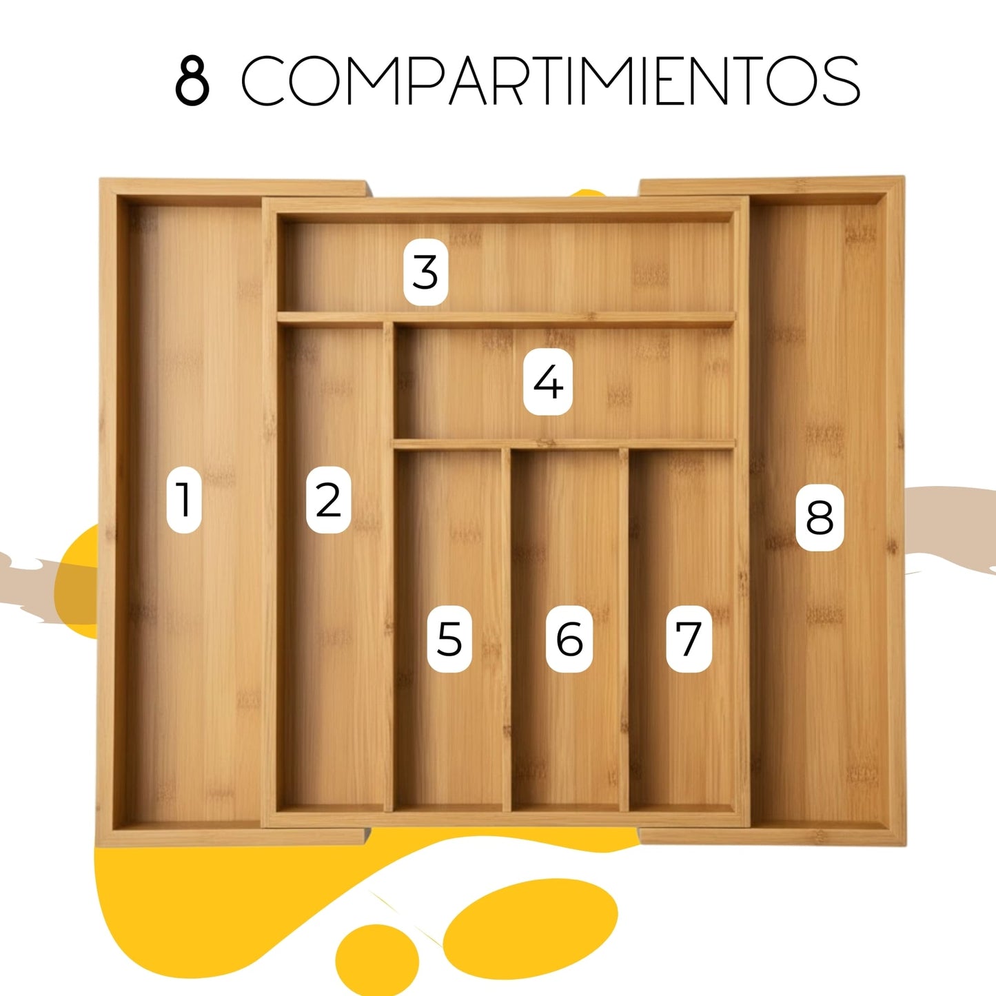 Organizador de Cubiertos Para Cajon Ecomlab Bambu Expandible