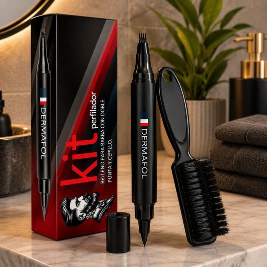 Kit Barba y Bigote Dermafol Pluma Cepillo Delineado Perfecto