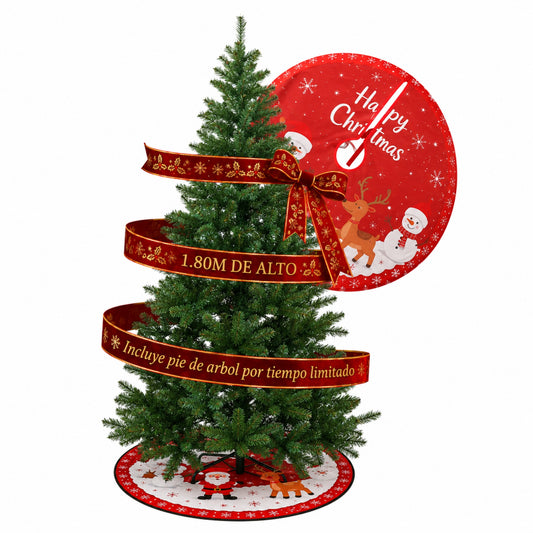 Árbol de Navidad Pino Navidad Ecomlab 800 Ramas 1.80 Mts. GRATIS PIE DE ÁRBOL NAVIDEÑO DE 90 CM.