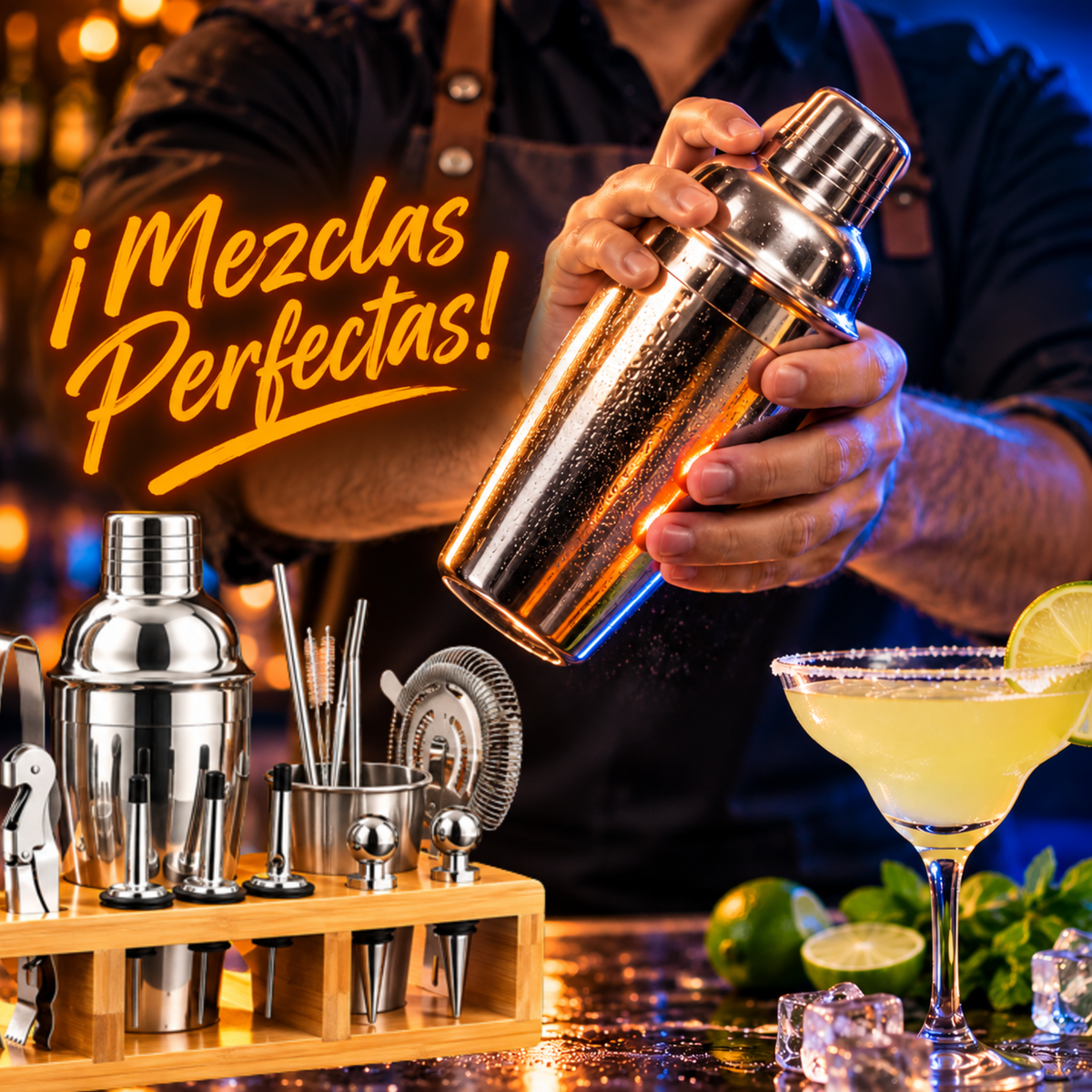 Juego De Coctelera Shaker Bartender Mixologia Set 24 Piezas