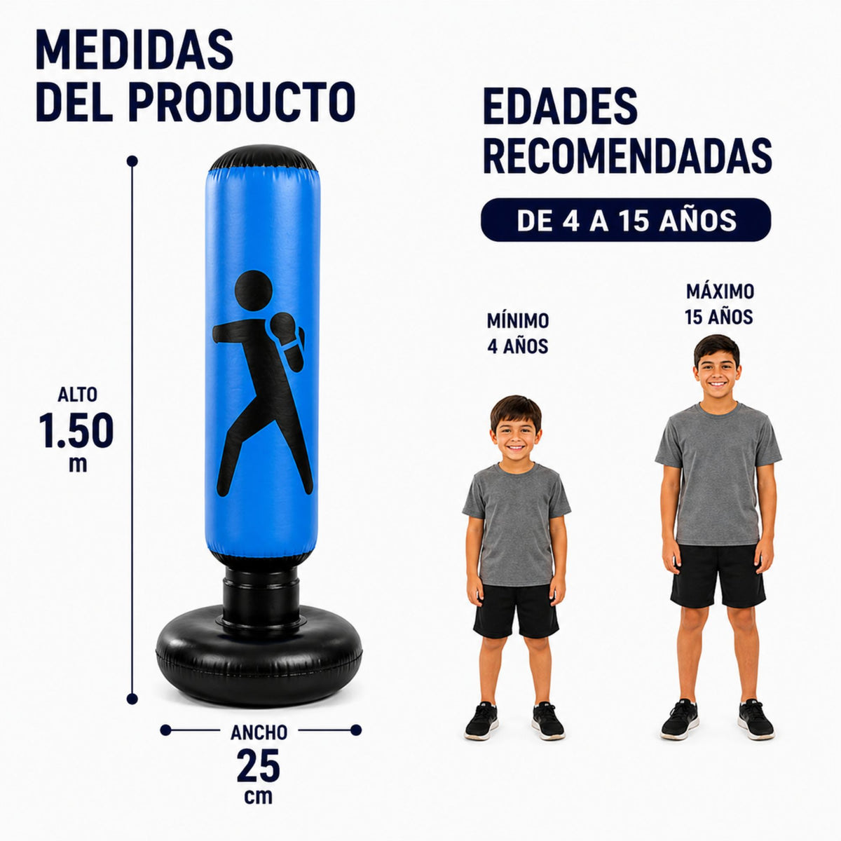 Costal Box Inflable de 150 cm Infantil Para Entrenamiento