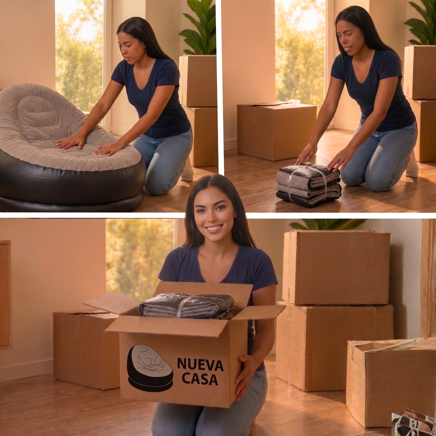 Sillon Inflable Comodo Con Posapies Incluye Bomba Manual