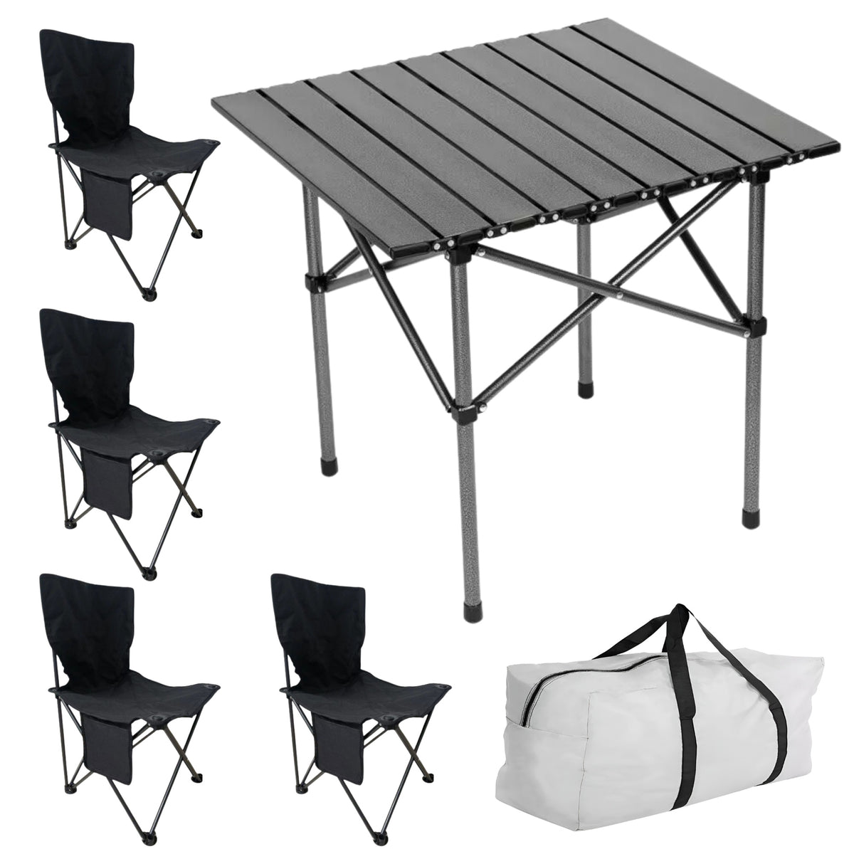 MESA PLEGABLE CAMPING CON 4 SILLAS ECOMLAB JARDIN PORTÁTIL