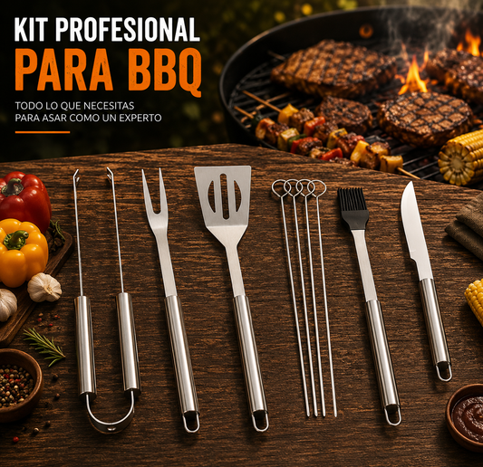 Juego De Utensilios para Parrilla De Acero Inoxidable 9 Pcs