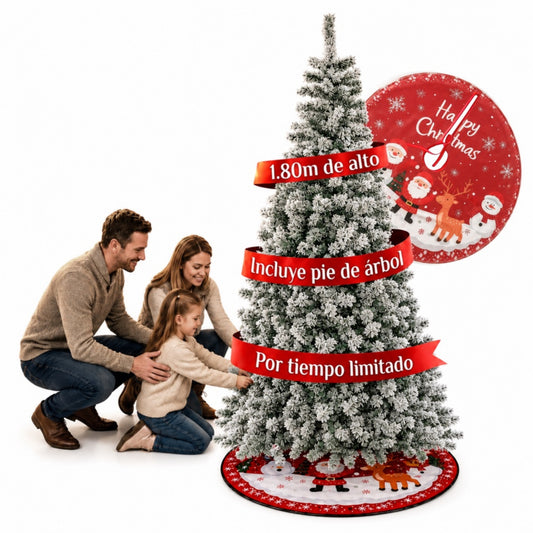 Árbol De Navidad Pino Nevado de 1.80 Mts Gratis Pie de Árbol