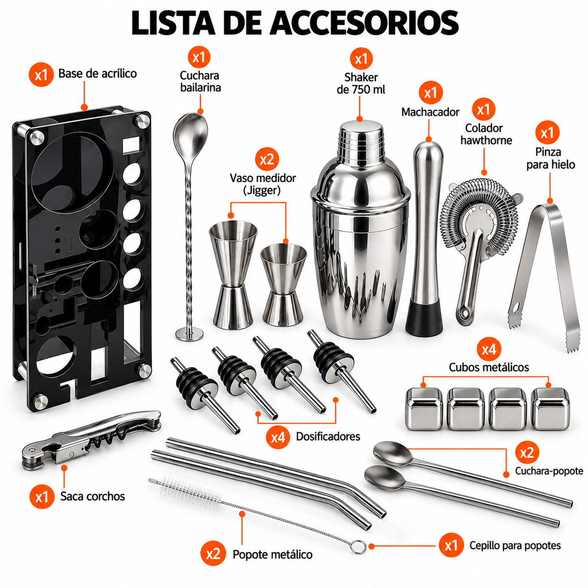 Coctelera Shaker Coctelera Ecomlab Kit Mixología Bartender