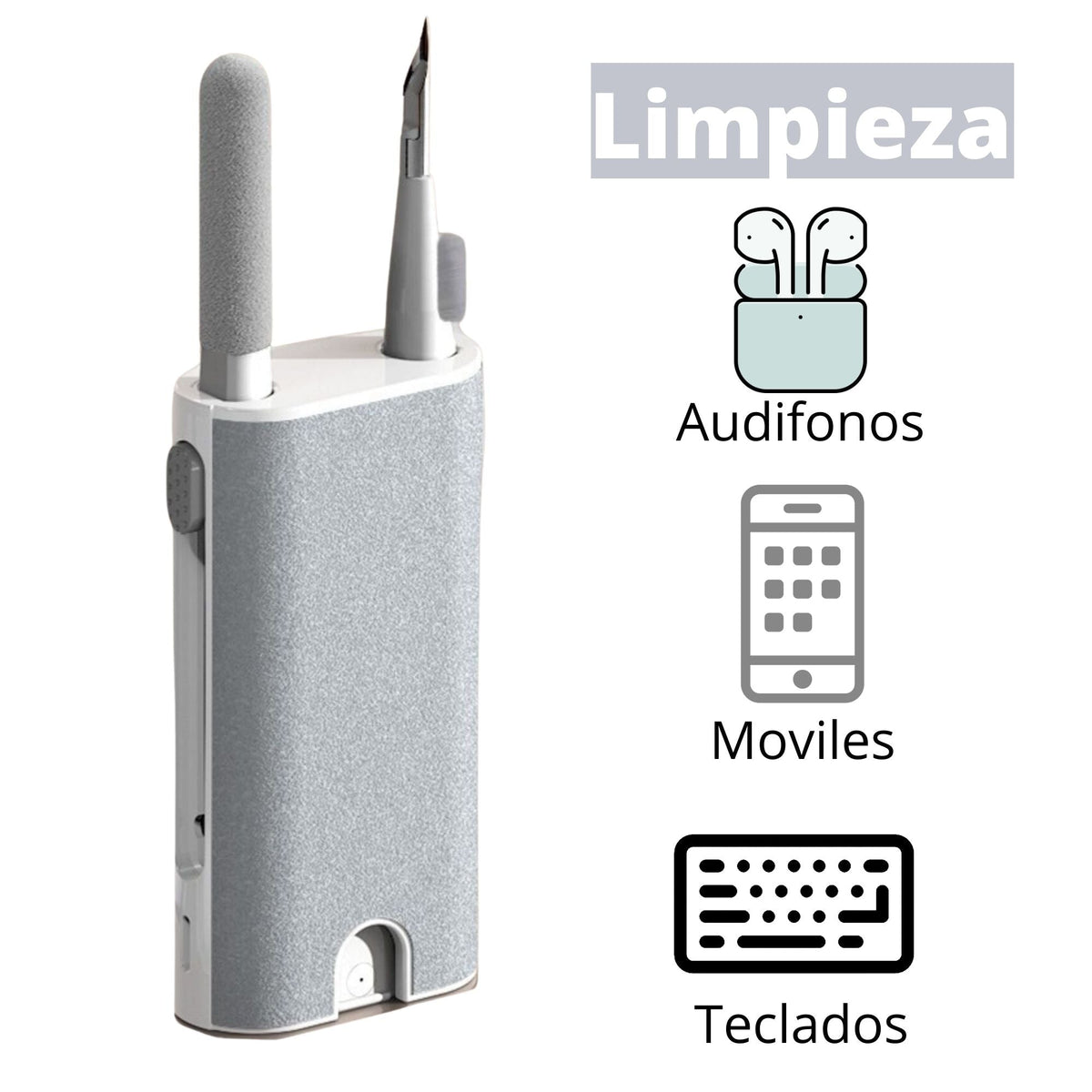 Kit De Limpieza Para Celulares Multifuncional Ecomlab 6 En 1 Color Blanco