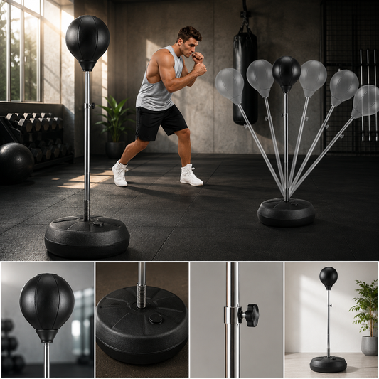 Pera De Boxeo Profesional Con Base, Altura Regulable Sistema de Rebote con Resorte