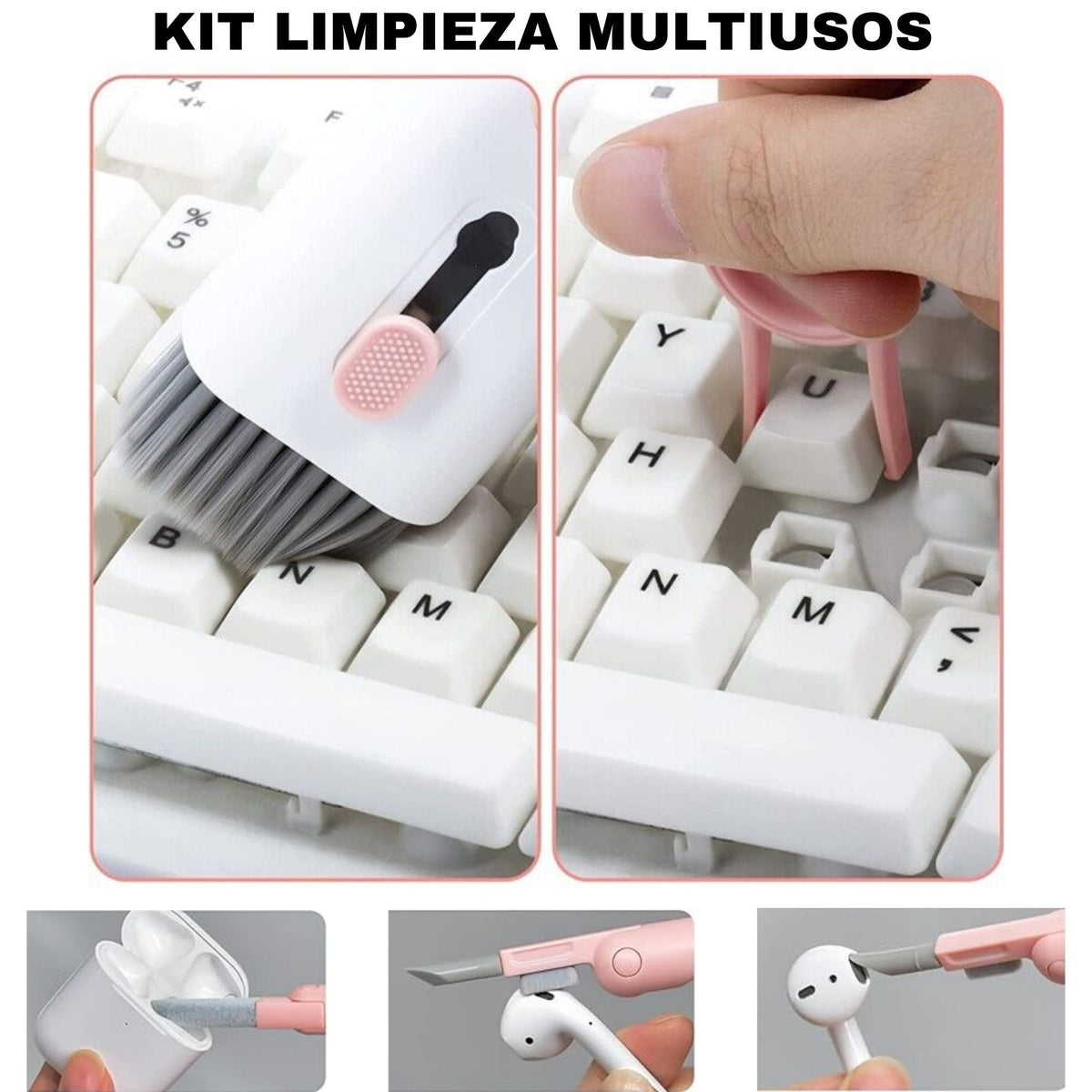 Kit De Limpieza Para Celulares Multifuncional Ecomlab 7 En 1 Color Rosa