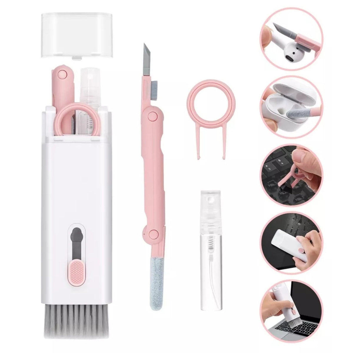 Kit De Limpieza Para Celulares Multifuncional Ecomlab 7 En 1 Color Rosa