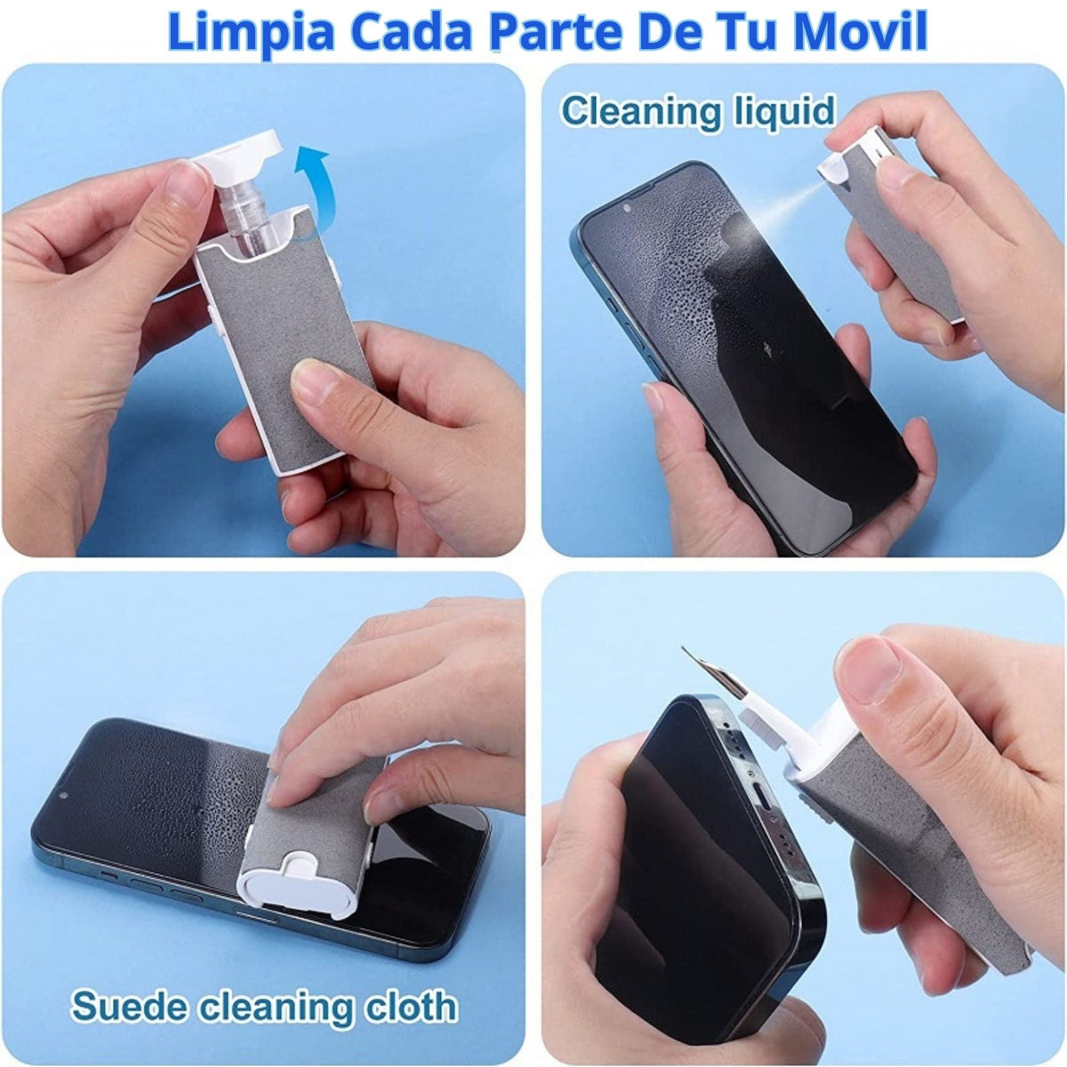 Kit De Limpieza Para Celulares Multifuncional Ecomlab 6 En 1 Color Blanco