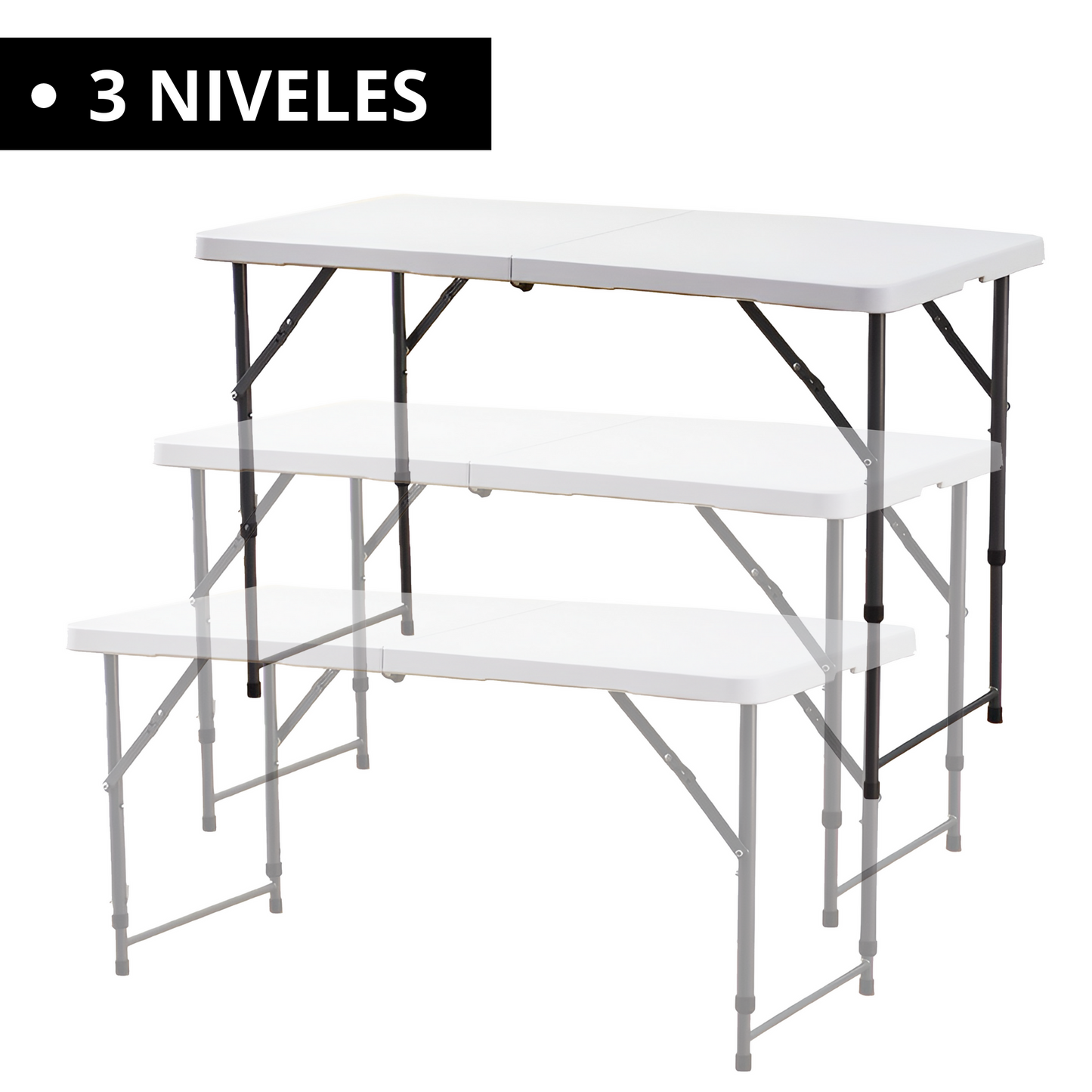 MESA PLEGABLE DE PLASTICO ECOMLAB 3 NIVELES PORTAFOLIO 120CM