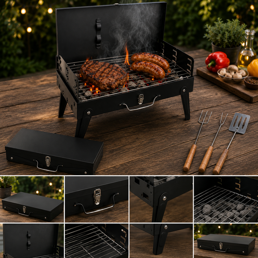 Asador De Carbon Incluye Utensilios Para Parilla