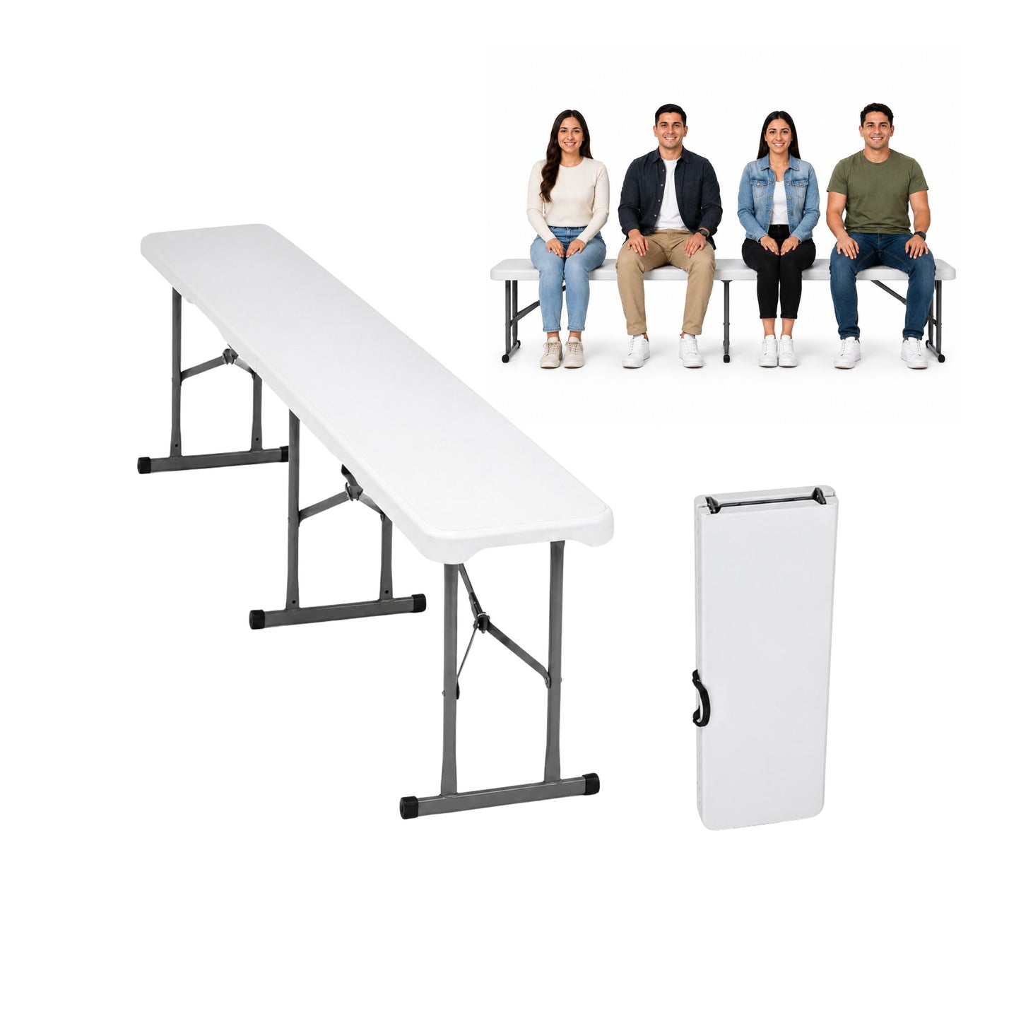 BANCA PLEGABLE DE PLASTICO ECOMLAB PORTAFOLIO 180CM HP-180CD