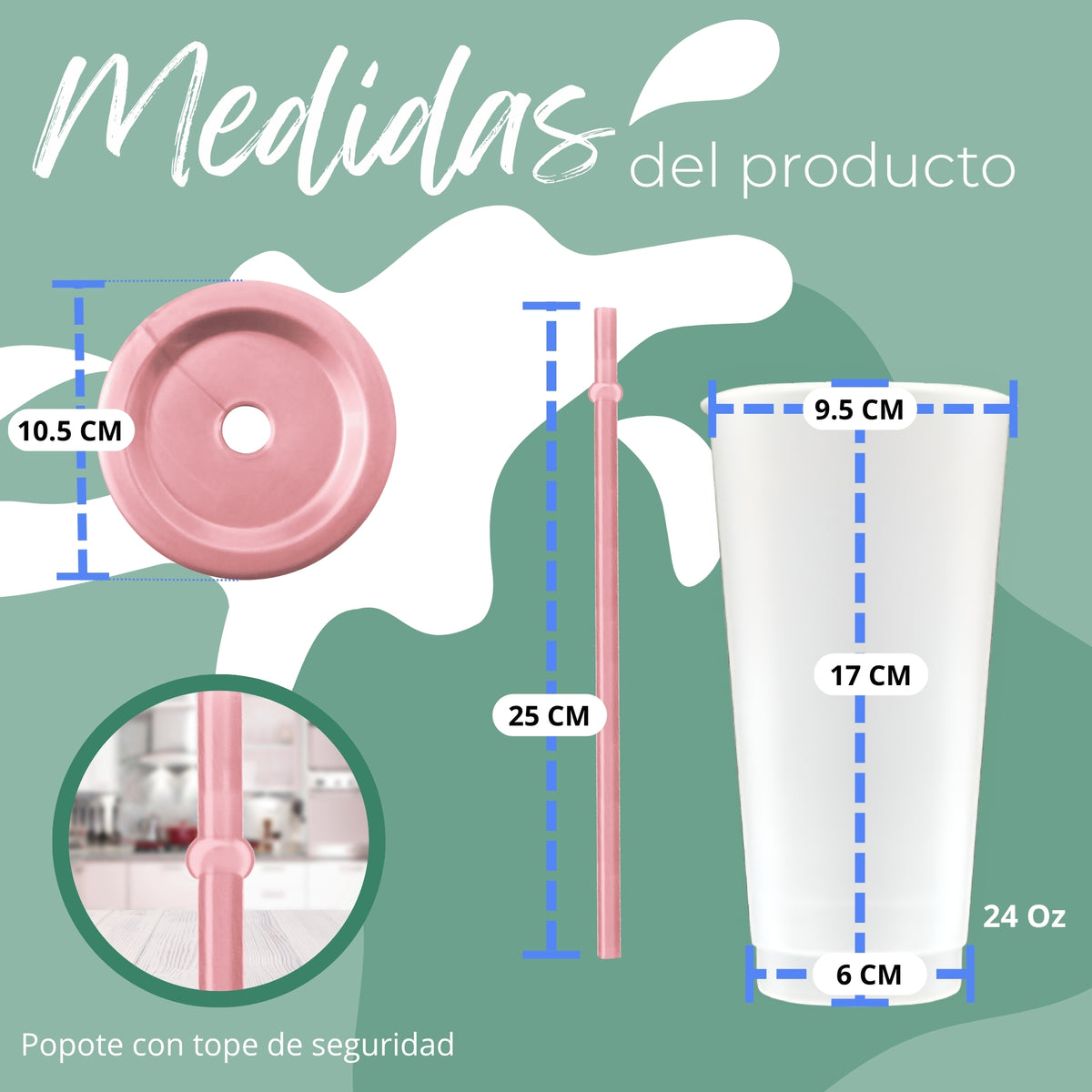 Vasos Magicos Con Tapa y Popote Cambian de Color Kit 20 piezas