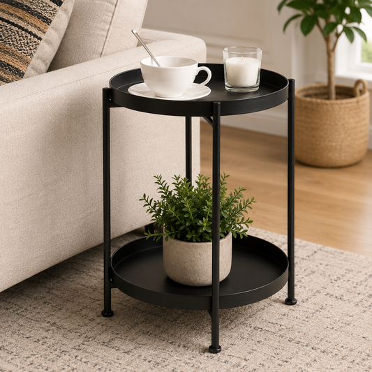 MESA DE CENTRO MINIMALISTA ECOMLAB AUXILIAR DE SALA METALICA NEGRA