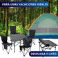 MESA PLEGABLE CAMPING CON 4 SILLAS ECOMLAB JARDIN PORTÁTIL