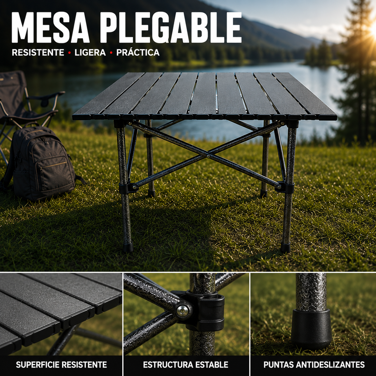 Mesa Plegable Portátil Camping Ecomlab Bolsa Transportadora