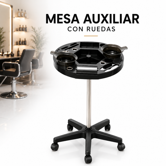 Mesa Redonda Auxiliar Estetica Con juego de Peines