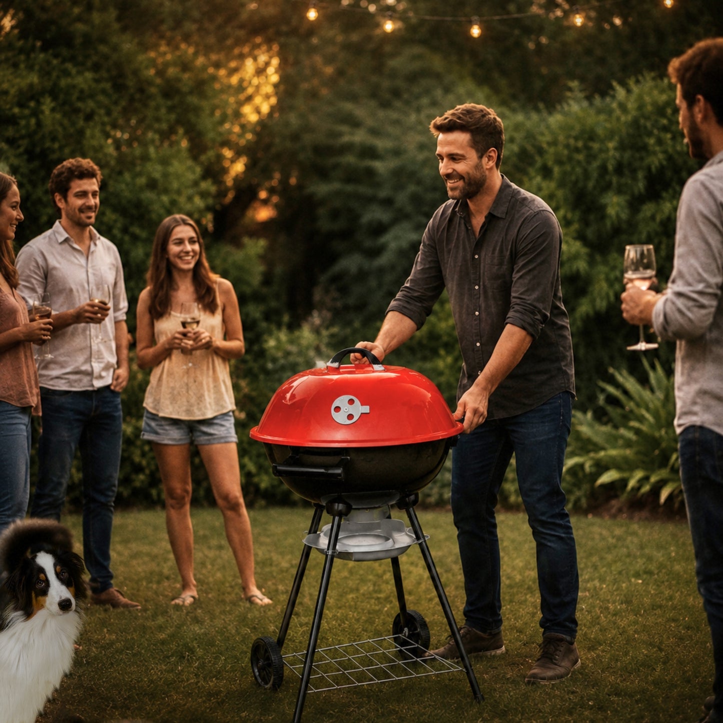 Asador De Carbon Circular Con Ruedas  Portatil