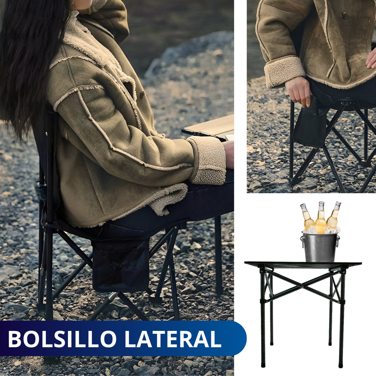 MESA PLEGABLE CAMPING CON 4 SILLAS ECOMLAB JARDIN PORTÁTIL