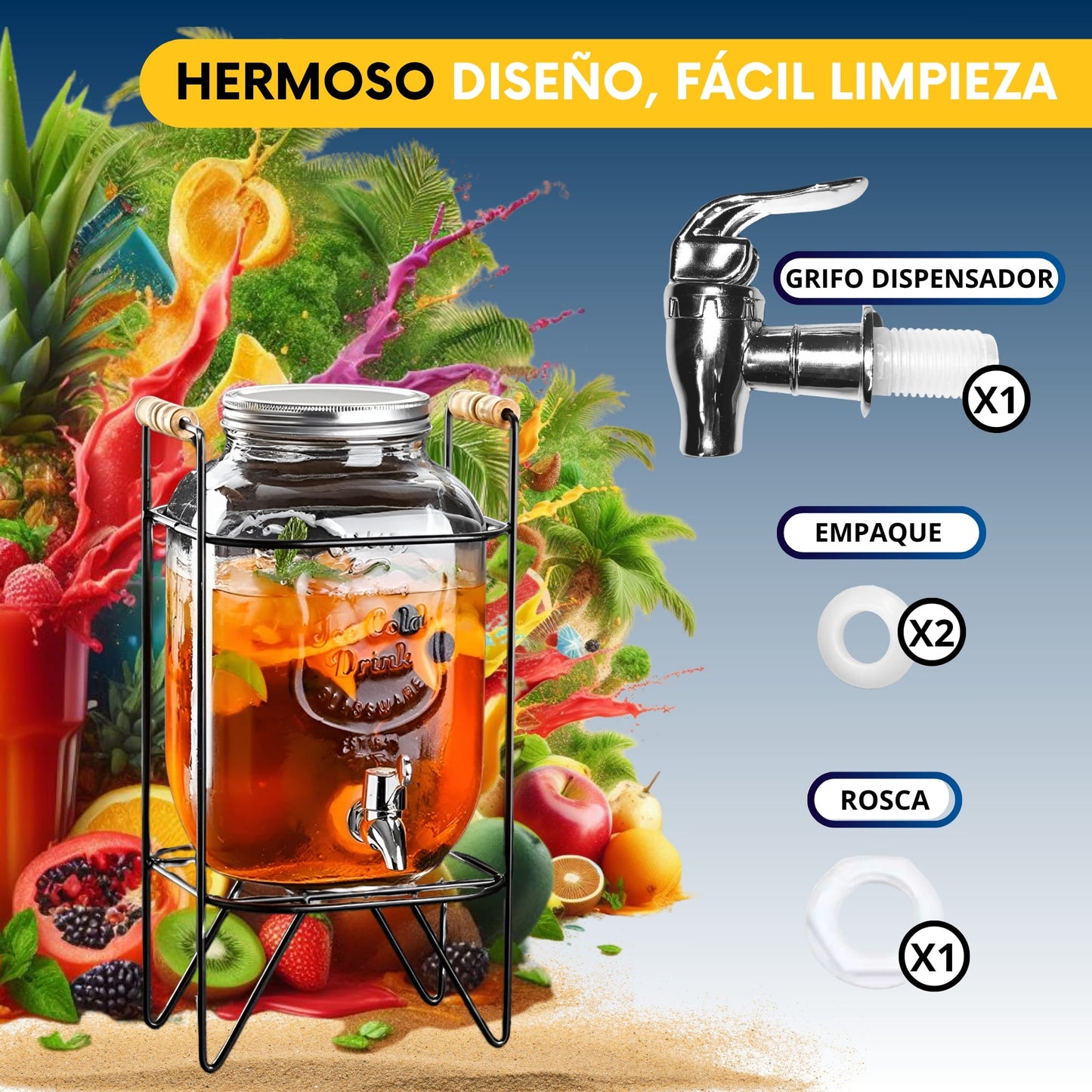 DISPENSADOR DE BEBIDAS VITROLERO ECOMLAB CON BASE METALICA