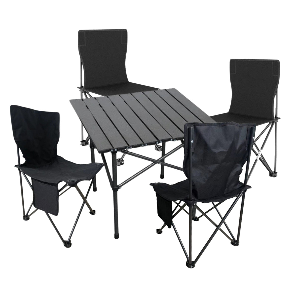 MESA PLEGABLE CAMPING CON 4 SILLAS ECOMLAB JARDIN PORTÁTIL