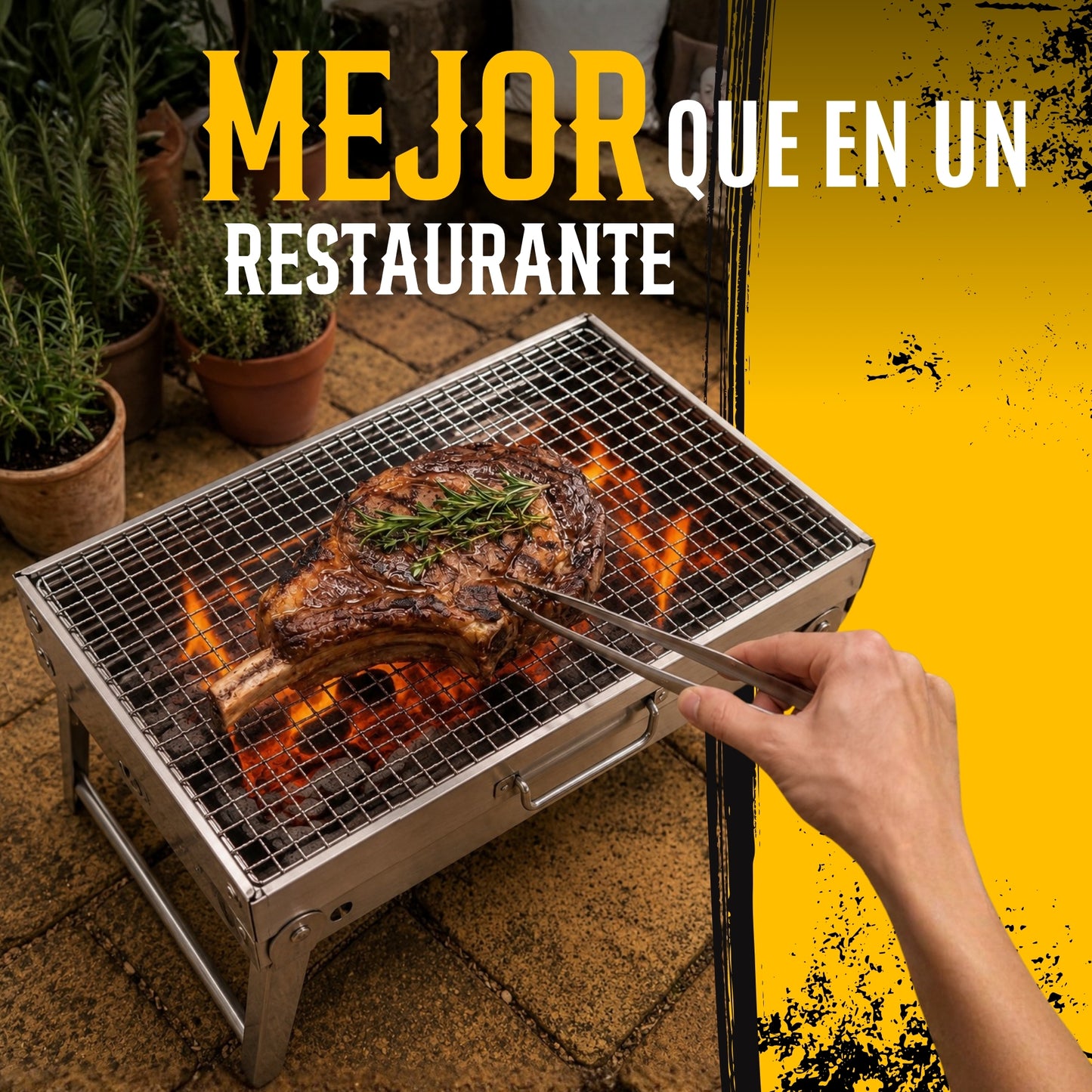 Asador Plegable Para Carbon Portatil Acero Inoxidable