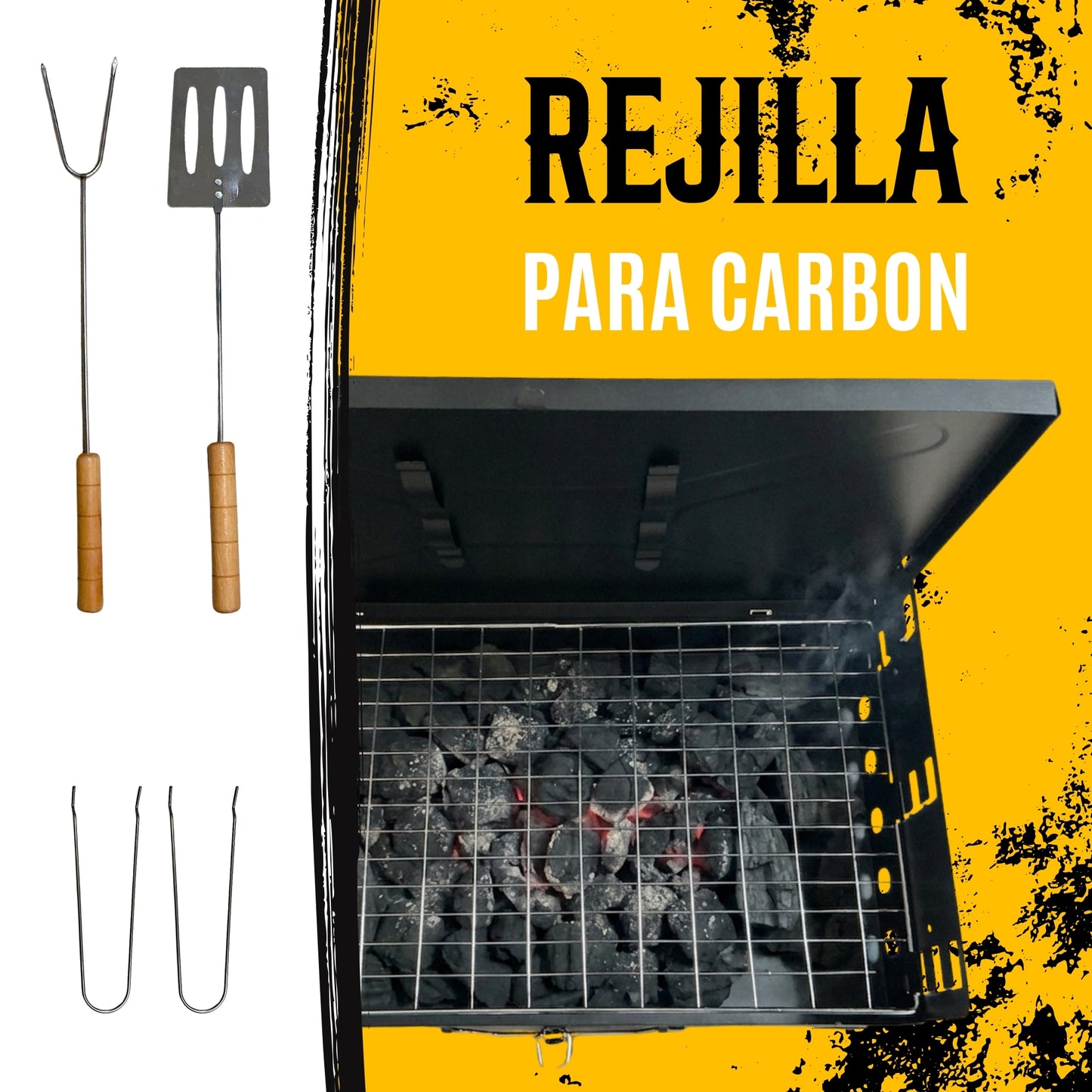 Asador De Carbon Incluye Utensilios Para Parilla