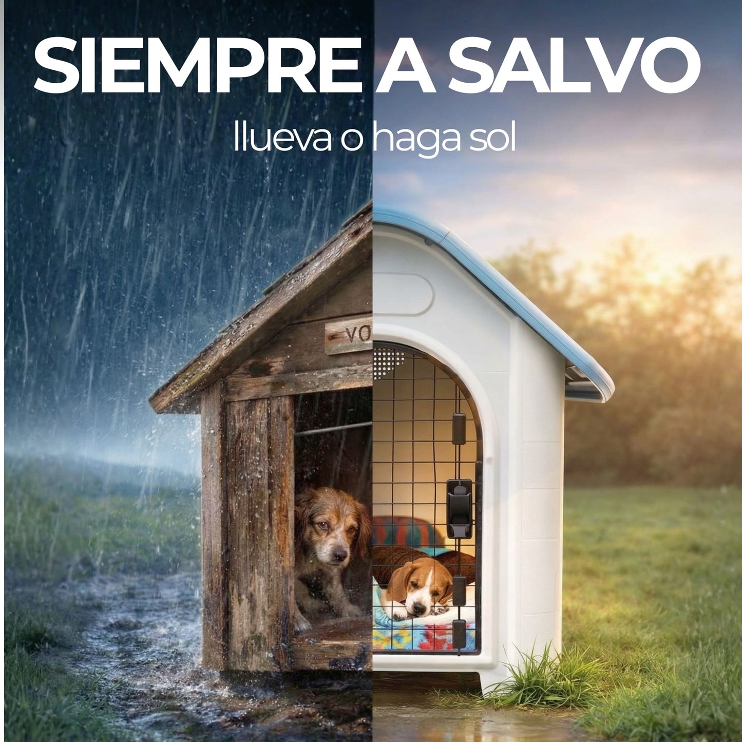 Casa para Perro Raza Mediana con Puerta y Baño Desmontable