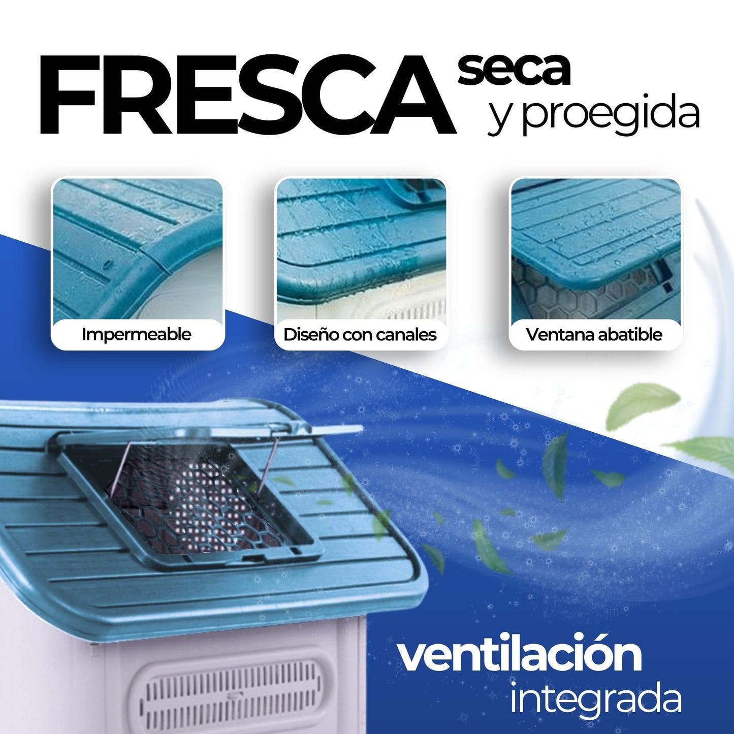 Casa para Perro de Plastico Con Puerta Ecomlab Raza Mediana