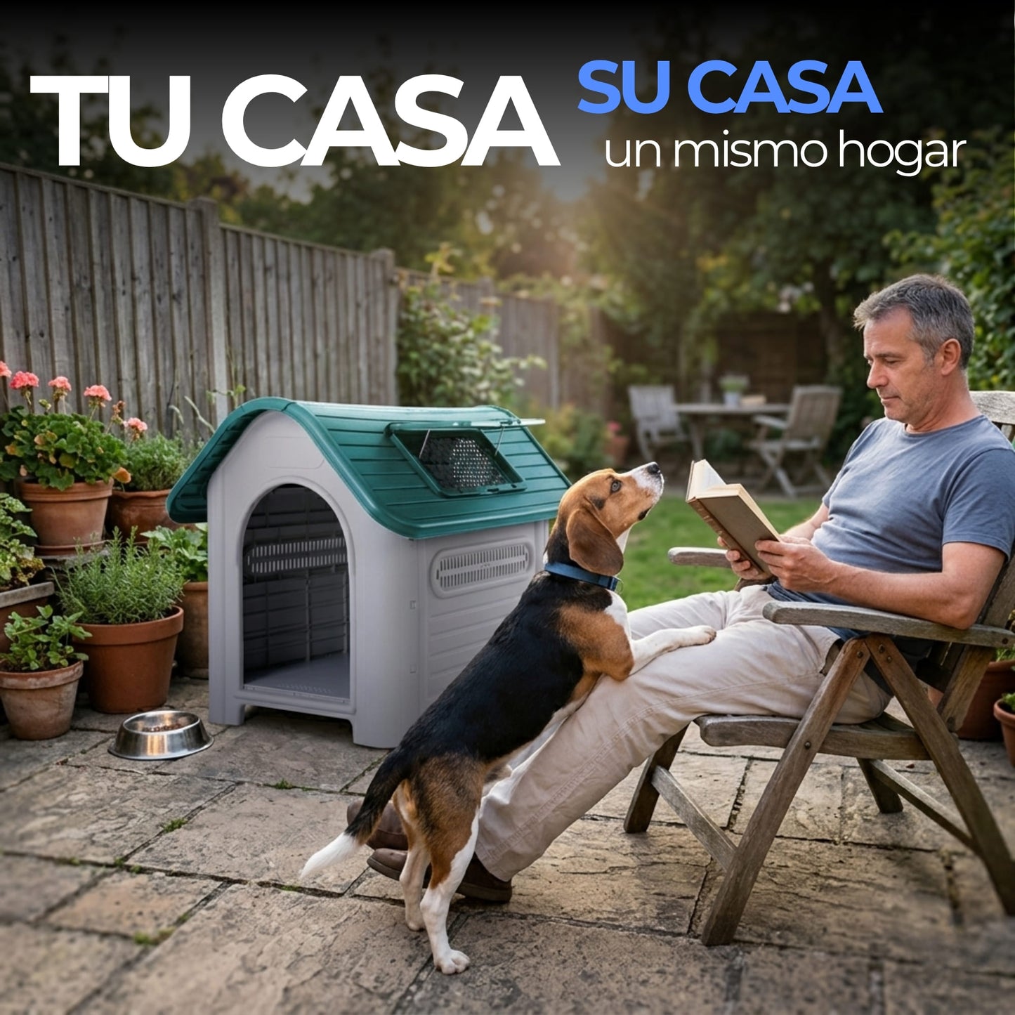 Casa para Perro de Plastico Con Puerta Ecomlab Raza Mediana