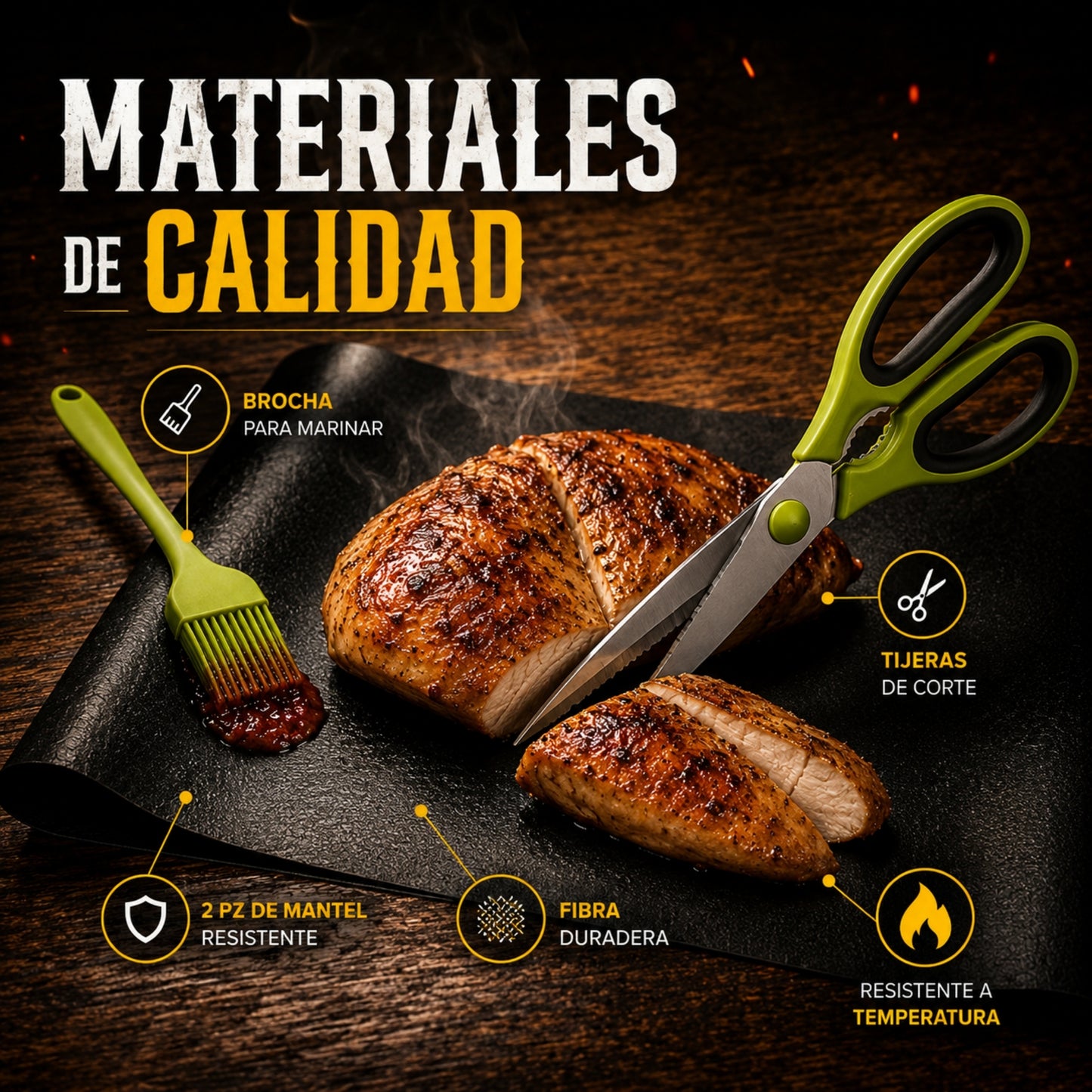 Juego De Utensilios Para Parrilla De Acero Inoxidable 34 Pcs