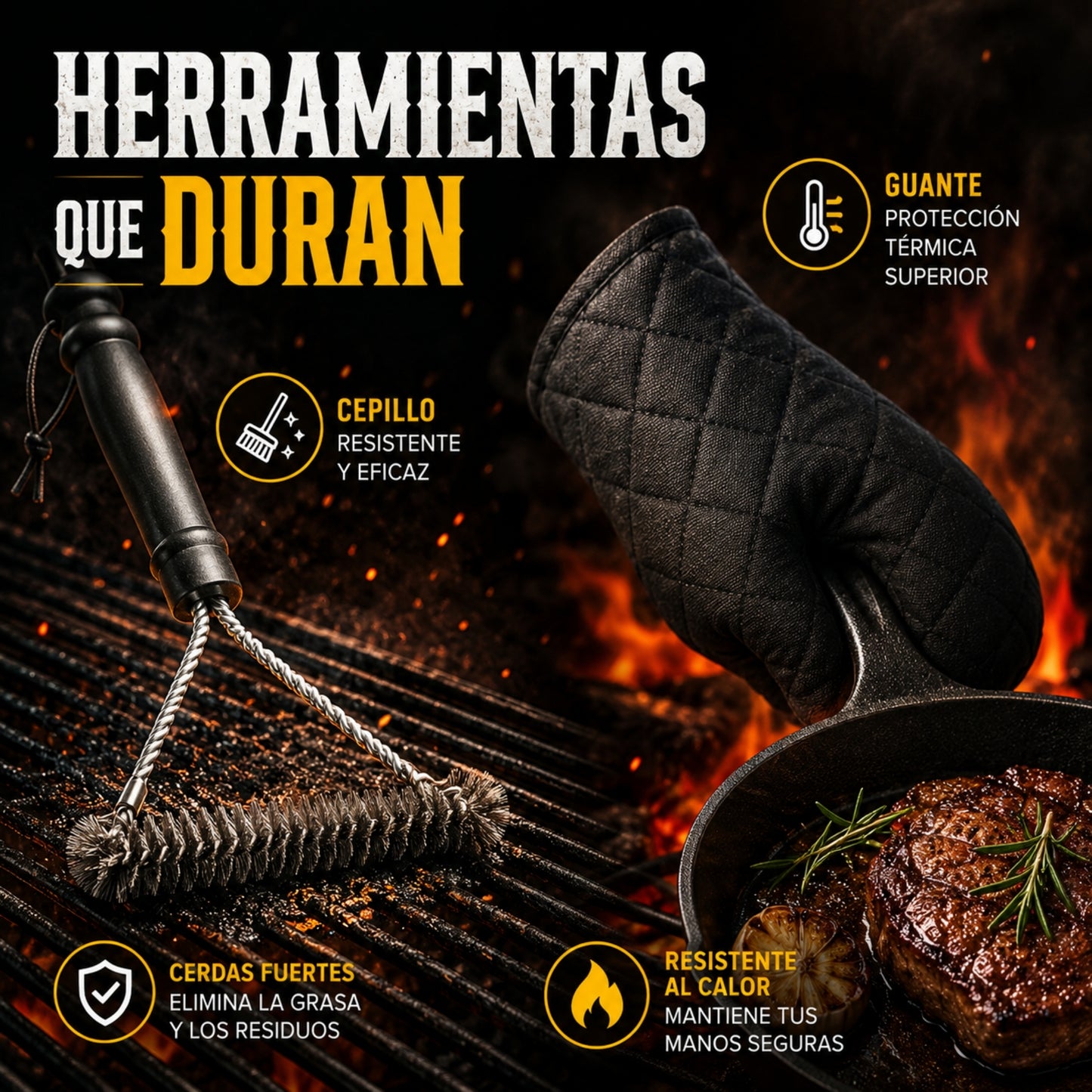 Juego De Utensilios Para Parrilla De Acero Inoxidable 34 Pcs