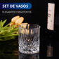 VASOS DE VIDRIO WHISKEY ECOMLAB OLD FASHION JUEGO DE 6 Pcs