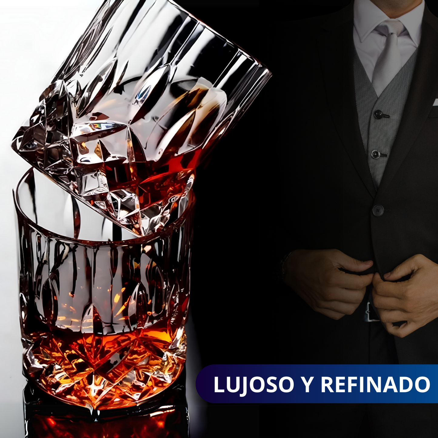 VASOS DE VIDRIO WHISKEY ECOMLAB OLD FASHION JUEGO DE 6 Pcs