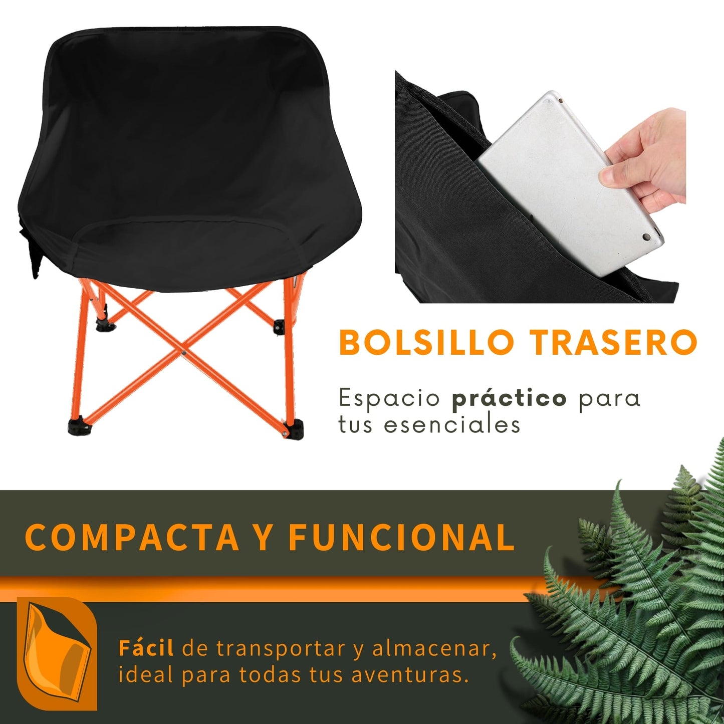 Silla Camping Plegable Ecomlab Portatil Para Exterior e Interior Ideal Playa, Picnic Extra-Cómoda GRATIS Bolsa Transportadora