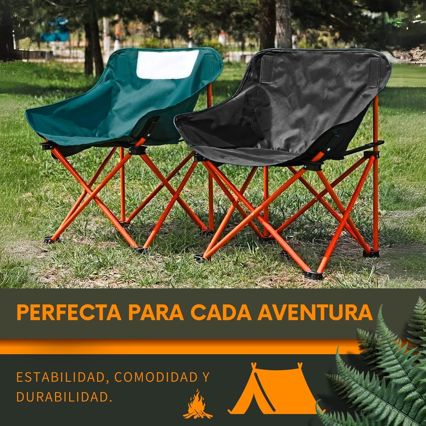 Silla Camping Plegable Ecomlab Portatil Para Exterior e Interior Ideal Playa, Picnic Extra-Cómoda GRATIS Bolsa Transportadora